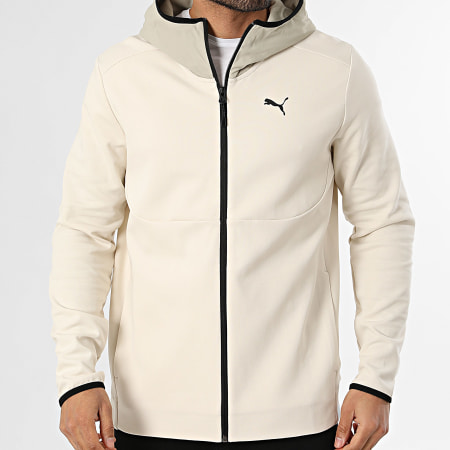 Puma - Veste Capuche Zippée Pumatech 692185 Beige Vert Kaki Clair