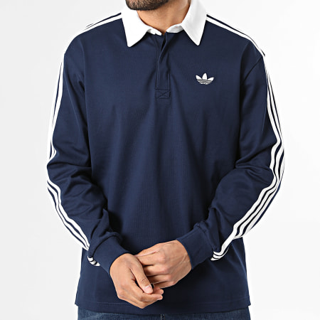 Adidas Originals - Polo Manches Longues A Bandes 3 Stripes KE3574 Bleu Marine