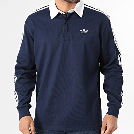 Adidas Originals - Polo Manches Longues A Bandes 3 Stripes KE3574 Bleu Marine