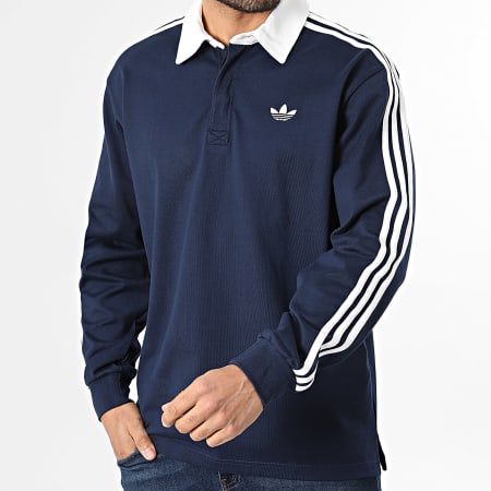 Adidas Originals - Polo Manches Longues A Bandes 3 Stripes KE3574 Bleu Marine