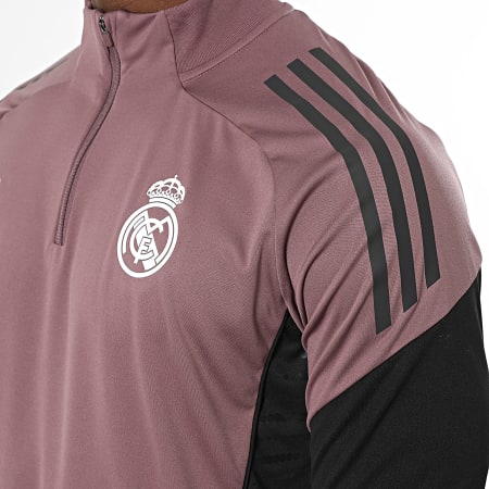 Adidas Sportswear - Tee Shirt Manches Longues Col Zippé Real Madrid JZ9015 Violet Noir