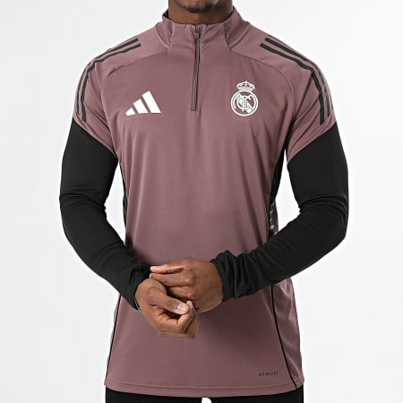 Adidas Sportswear - Tee Shirt Manches Longues Col Zippé Real Madrid JZ9015 Violet Noir