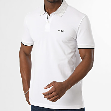 HUGO BOSS ポロシャツ ホワイト BOSS - Paddy polo shirt in stretch-cotton piqué - White