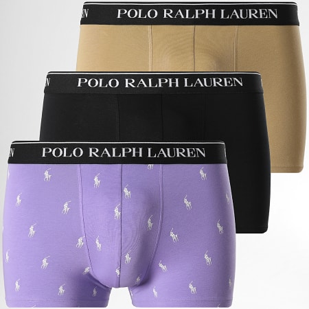 Polo Ralph Lauren - Lot De 3 Boxers Noir Beige Violet