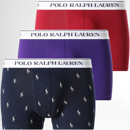 Polo Ralph Lauren - Lot De 3 Boxers Violet Rouge Bleu Marine