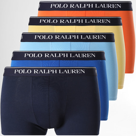 Polo Ralph Lauren - Lot De 5 Boxers Bleu Marine Bleu Roi Bleu Clair Jaune Orange