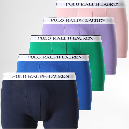 Polo Ralph Lauren - Lot De 5 Boxers Violet Bleu Marine Bleu Roi Vert Rose