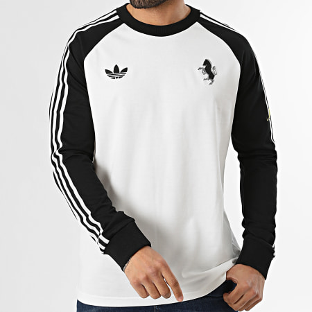 Adidas Originals - Tee Shirt Manches Longues A Bandes Juventus FC KB4456 Beige Clair Noir