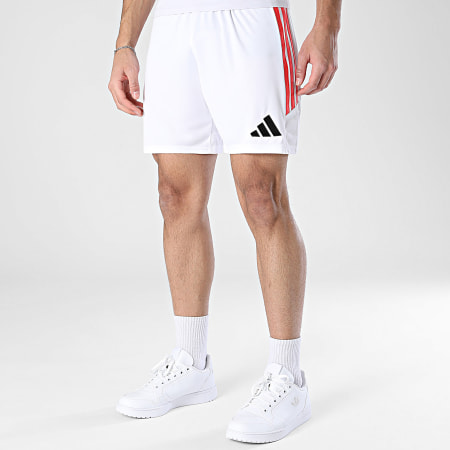 Adidas Sportswear - Short Jogging A Bandes Tiro 26 KR0365 Blanc Rouge Clair