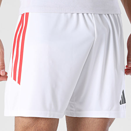 Adidas Sportswear - Short Jogging A Bandes Tiro 26 KR0365 Blanc Rouge Clair