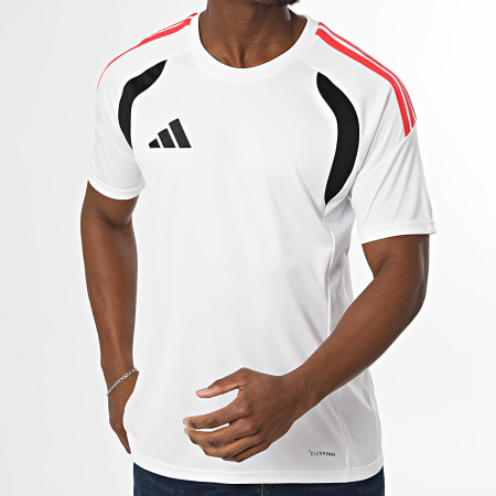 Adidas Sportswear - Tee Shirt Slim Fit A Bandes Tiro 26L Jersey KR0367 Blanc Rouge