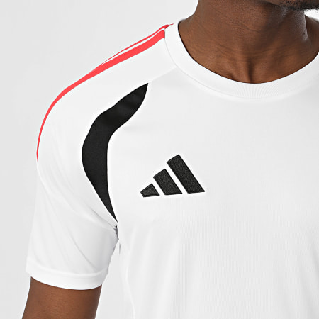 Adidas Sportswear - Tee Shirt Slim Fit A Bandes Tiro 26L Jersey KR0367 Blanc Rouge