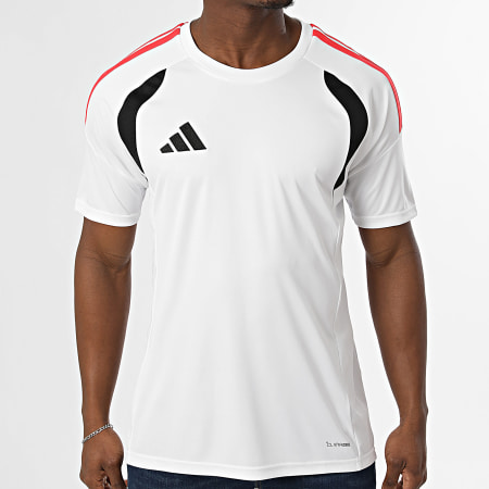 Adidas Sportswear - Tee Shirt Slim Fit A Bandes Tiro 26L Jersey KR0367 Blanc Rouge