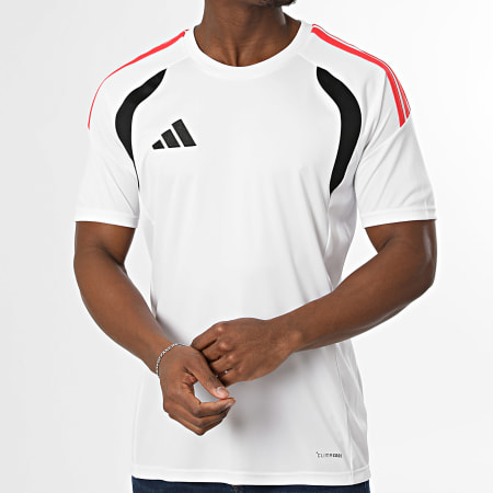 Adidas Sportswear - Tee Shirt Slim Fit A Bandes Tiro 26L Jersey KR0367 Blanc Rouge
