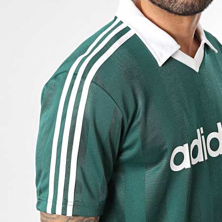 Adidas Originals - Maillot Col V A Bandes Jersey KE3582 Vert Blanc