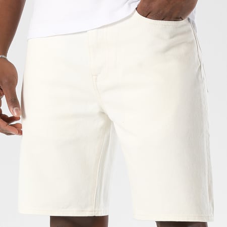 Lacoste - Short Jean Straight Fit Logo Brodé Crocodile Beige Clair
