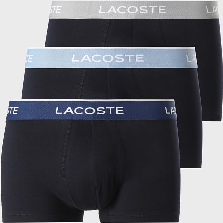 Lacoste - Lot De 3 Boxers Classic Noir Bleu Marine Bleu Clair Gris