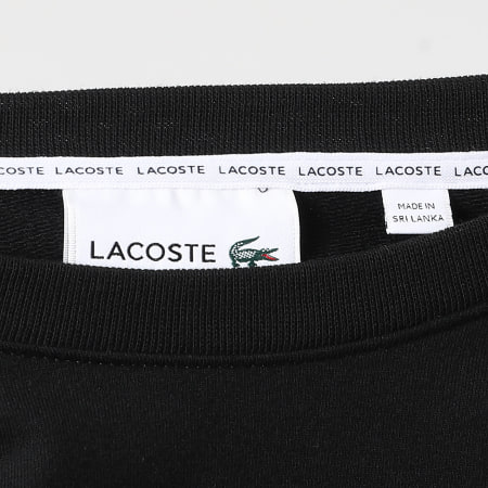 Lacoste - Tee Shirt Manches Longues Femme Logo Crocodile Imprimé Noir