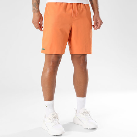 Lacoste - Short Jogging Diamanté Logo Brodé Crocodile Orange