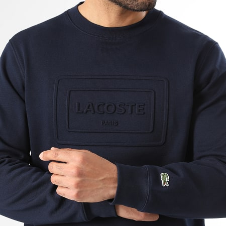 Lacoste - Sweat Crewneck Classic Fit Logo Relief Bleu Marine