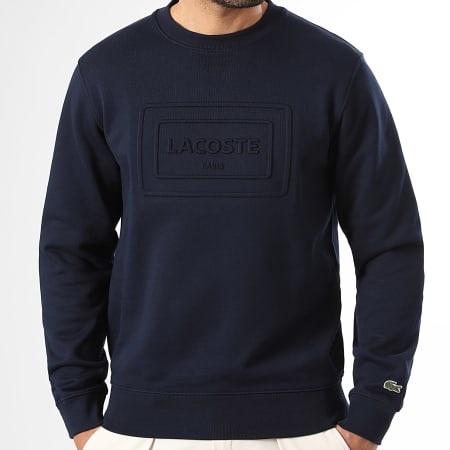 Lacoste - Sweat Crewneck Classic Fit Logo Relief Bleu Marine