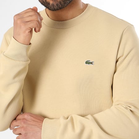 Lacoste - Sudadera Crewneck Classic Fit Logo Bordado Cocodrilo Beige