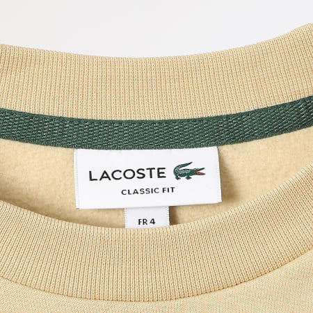 Lacoste - Sudadera Crewneck Classic Fit Logo Bordado Cocodrilo Beige
