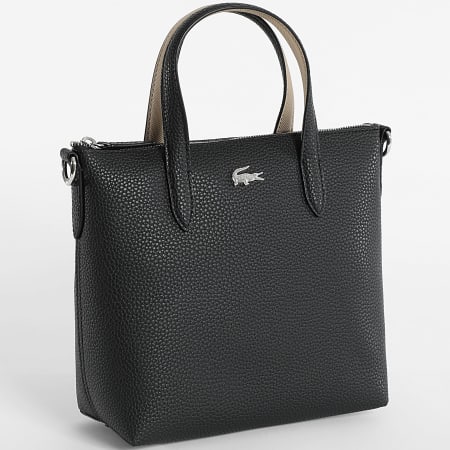 Lacoste - Bolso Mujer Logo Cocodrilo Metal Negro