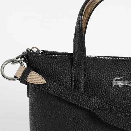 Lacoste - Bolso Mujer Logo Cocodrilo Metal Negro