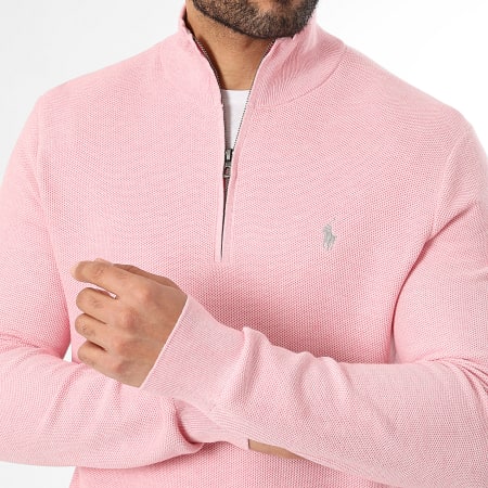 Polo Ralph Lauren - Pull Col Montant Original Player Rose Gris