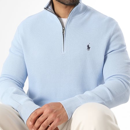 Polo Ralph Lauren - Pull Col Montant Original Player Bleu Clair Bleu Marine