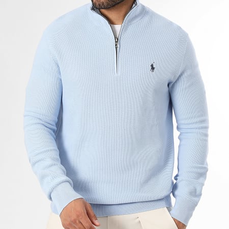 Polo Ralph Lauren - Pull Col Montant Original Player Bleu Clair Bleu Marine