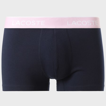 Lacoste - Lot De 5 Boxers Classic Bleu Marine Bleu Clair Rose