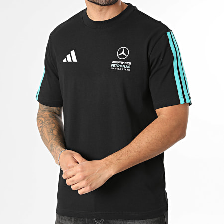Adidas Sportswear - Tee Shirt A Bandes AMG Mercedes KE8161 Noir Bleu Turquoise