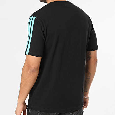 Adidas Sportswear - Tee Shirt A Bandes AMG Mercedes KE8161 Noir Bleu Turquoise