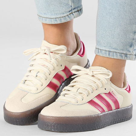 Adidas Originals - Zapatillas Mujer Sambae W IH4042 Crema Blanco Shock Rosa