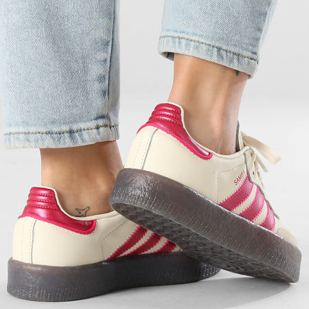 Adidas Originals - Zapatillas Mujer Sambae W IH4042 Crema Blanco Shock Rosa