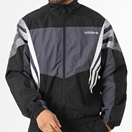 Adidas Originals - Ensemble De Survêtement A Bandes Santiago TT KS8326 KE3430 Noir Gris Anthracite