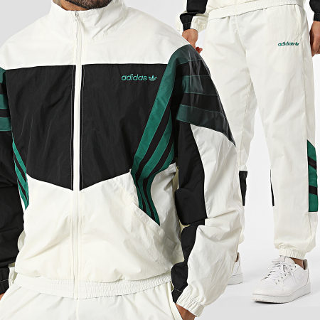 Adidas Originals - Ensemble De Survêtement A Bandes Santiago TP KS8328 KE2148 Beige Clair Vert Noir
