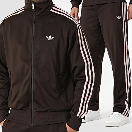 Adidas Originals - Ensemble De Survêtement A Bandes Firebird KD8309 KD8321 Marron Rose Clair
