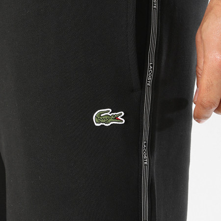 Lacoste - Short Jogging A Bandes Logo Brodé Crocodile Noir