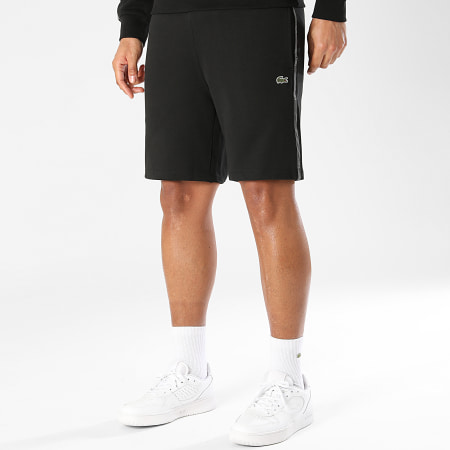 Lacoste - Short Jogging A Bandes Logo Brodé Crocodile Noir