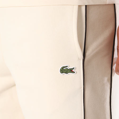 Lacoste - Short Jogging A Bandes Logo Brodé Crocodile Beige