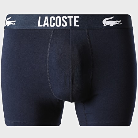 Lacoste - Lot De 5 Boxers Logo Crocodile Bleu Marine Gris Bleu Clair