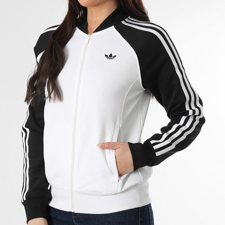 Adidas Originals - Veste Zippée A Bandes Femme SST TT KD3781 Blanc Noir