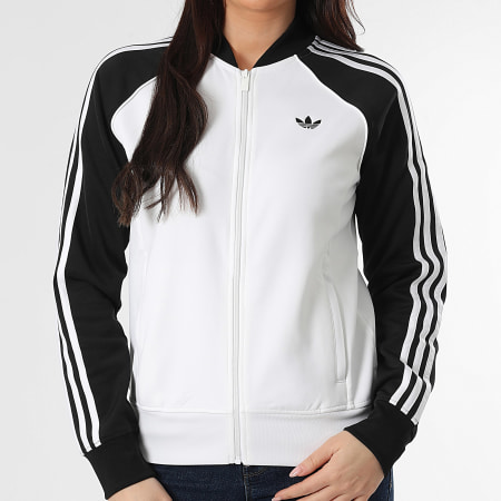 Adidas Originals - Veste Zippée A Bandes Femme SST TT KD3781 Blanc Noir