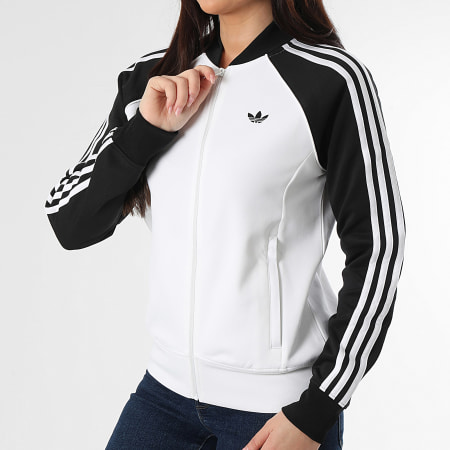 Adidas Originals - Veste Zippée A Bandes Femme SST TT KD3781 Blanc Noir