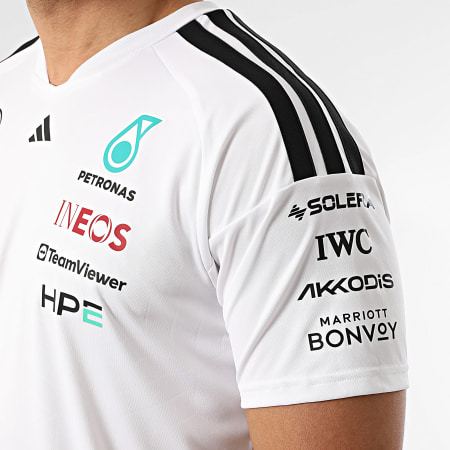 Adidas Sportswear - Maillot Col V A Bandes AMG Mercedes Jersey KF0160 Blanc