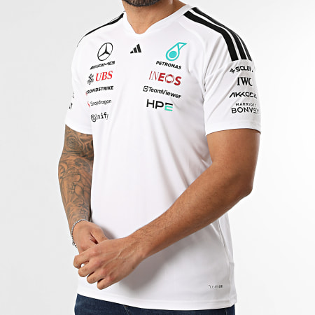 Adidas Sportswear - Maillot Col V A Bandes AMG Mercedes Jersey KF0160 Blanc