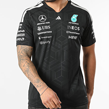 Adidas Sportswear - Maillot Col V A Bandes AMG Mercedes Jersey KF0161 Noir